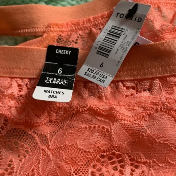 NWT Torrid Floral Lace Mid-Rise Cheeky Mini Lattice Back Panty Size 6 - Picture 5 of 6